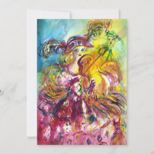 ARLECCHINA VIOLINIST  Mardi Gras Maskenball Einladung