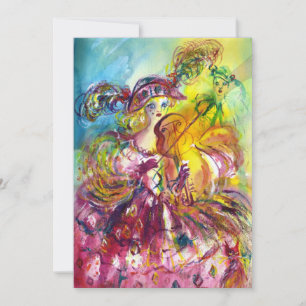 ARLECCHINA VIOLINIST  Mardi Gras Maskenball Einladung