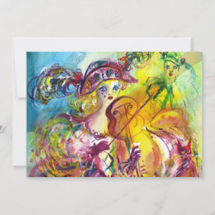 ARLECCHINA VIOLINIST Mardi Gras Maskenball Einladung