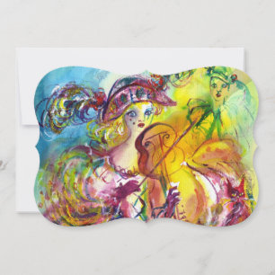 ARLECCHINA VIOLINIST Mardi Gras Masquerade Party Einladung