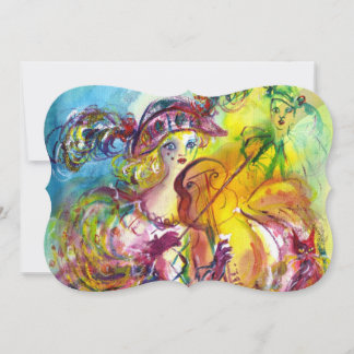 ARLECCHINA VIOLINIST Mardi Gras Masquerade Party Einladung