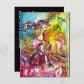 ARLECCHINA VIOLINIST Mardi Gras Masquerade Party Einladungspostkarte (Vorne/Hinten)