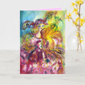 ARLECCHINA VIOLINIST / Venezianischer Geburtstag Karte (Gelbe Blume)