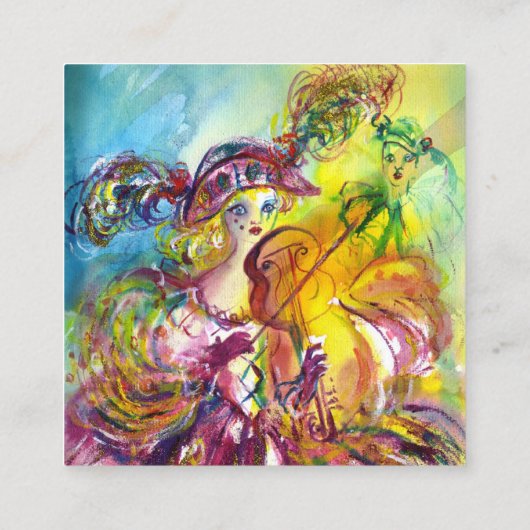 ARLECCHINA VIOLINIST, Violine, Musik, Theaterkünst Quadratische Visitenkarte (Rückseite)