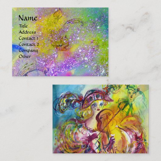 ARLECCHINA VIOLINIST, Violine, Musik, Theaterkünst Visitenkarte (Vorne/Hinten)