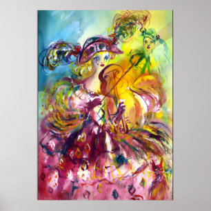 ARLECCHINA  VIOLINISTIN / Venezianische Karnevalsn Poster