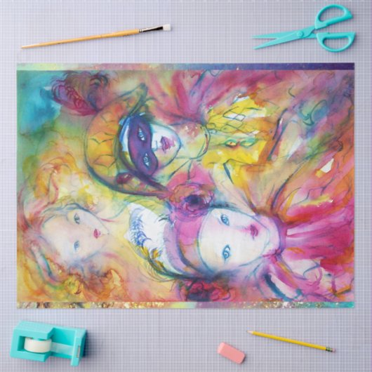 ARLECCHINO, PIERO, COLOMBINA MASQUERADE SEIDENPAPIER (Basteln)