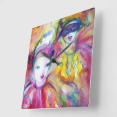 ARLECCHINO PIERO UND COLOMBINA (Einzelheiten) Quadratische Wanduhr (Winkel)