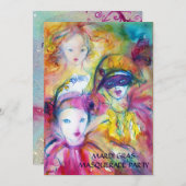 ARLECCHINO PIERO UND COLOMBINA MASQUERADE PARTY EINLADUNG (Vorne/Hinten)