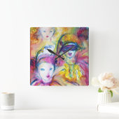 ARLECCHINO PIERO UND COLOMBINA QUADRATISCHE WANDUHR (Zuhause)