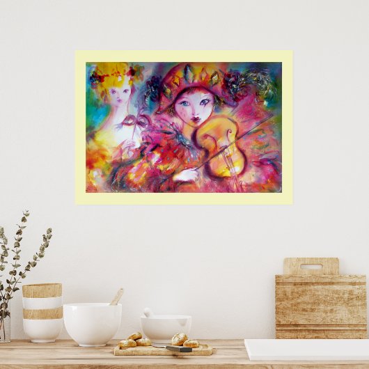 Arlecchino und Colombina, riesige Größe Poster (Küche)