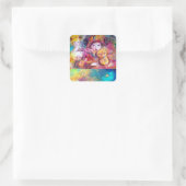 ARLECCHINO UND COLOMBINA, rosa Fuchsiengelb blau Quadratischer Aufkleber (Tasche)