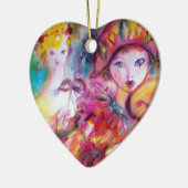 ARLECCHINO UND COLOMBINA rosa Herz Keramikornament (Links)
