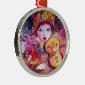 ARLECCHINO UND COLOMBINA rosa Herz Silbernes Ornament (Rechts)