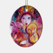 ARLECCHINO UND COLOMBINA rosarot Keramik Ornament (Rechts)