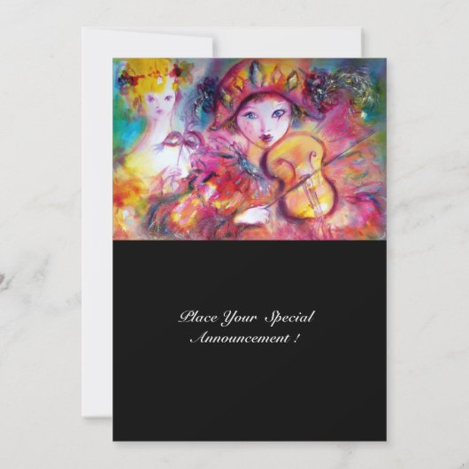 ARLECCHINO UND COLOMBINA /Venezianisch Mardi Gras Ankündigung (Rückseite)