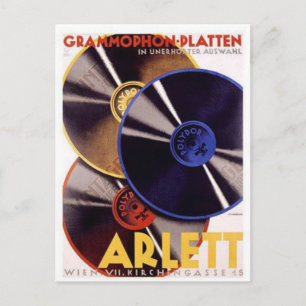 Arlett Grammophon Platten Vintage Ad Postkarte