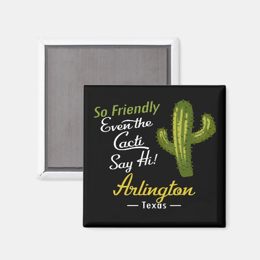 Arlington Cactus Funny Retro Magnet (Vorderseite/Rückseite)