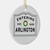 Arlington, MA Holiday Wreath Keramik Ornament (Rechts)