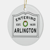 Arlington, MA Holiday Wreath Keramik Ornament (Links)