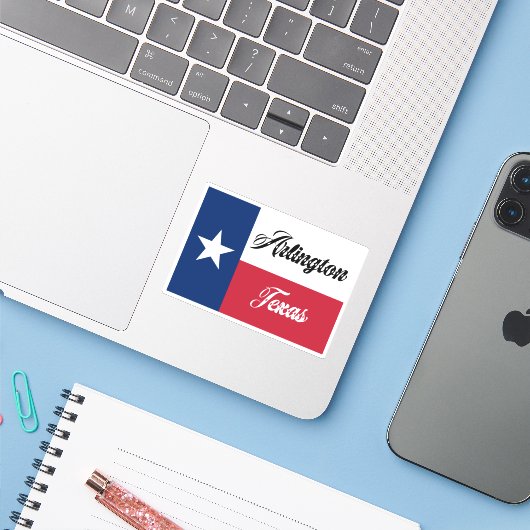 Arlington Texas Aufkleber (Laptop mit iPhone)