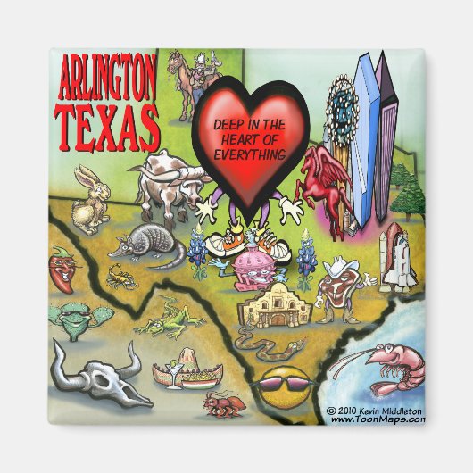 Arlington Texas Cartoon Map Magnet (Vorne)