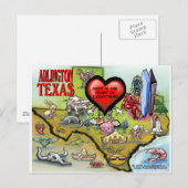 Arlington Texas Cartoon Map Postkarte (Vorne/Hinten)