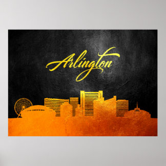 Arlington Texas Gold Skyline Poster