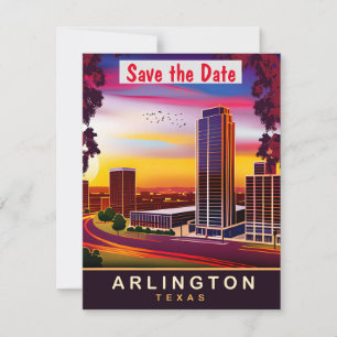 Arlington, Texas, Travel Postcard, Save The Date