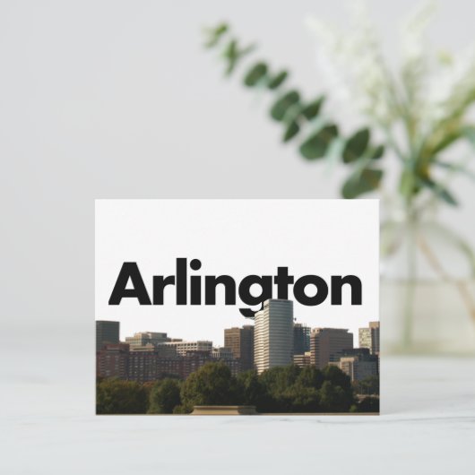Arlington TX Skyline mit Arlington im Himmel Postkarte (Stehend Vorderseite)