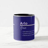 Arlo Boy Personalized Name Definition Zweifarbige Tasse (VorderseiteRechts)