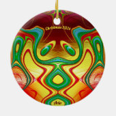 ARLO ~ CHRISTMAS Bright Yellow Red Green 2024 Keramik Ornament (Hinten)