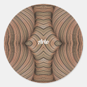 ARLO ~ Hübsche Shades Brown Fraktal ~ Runder Aufkleber