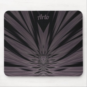 ARLO ~ Schwarzes und Graues Fraktal Muster ~ Mousepad