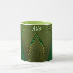 ARLO ~ Zany 3D Fraktal ~ Gold Green Tasse