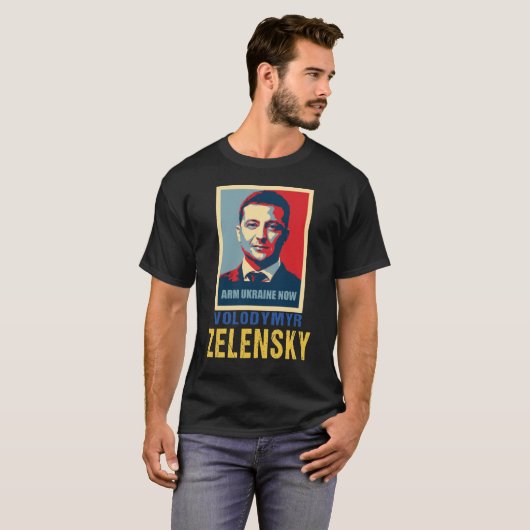Arm Ukraine jetzt, Volodymyr Zelensky T-Shirt (Vorne ganz)