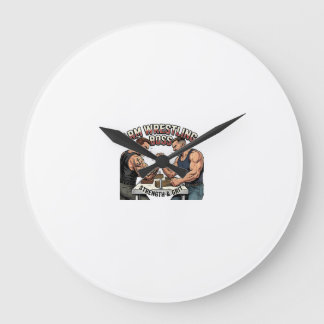 Arm Wrestling Boss - Retro Stärke und Grit Art  Große Wanduhr