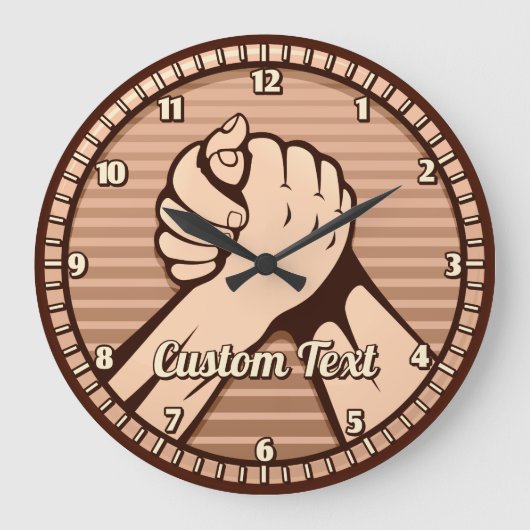 Arm wrestling Bronze Große Wanduhr (Vorderseite)