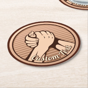 Arm Wrestling Bronze Runder Pappuntersetzer