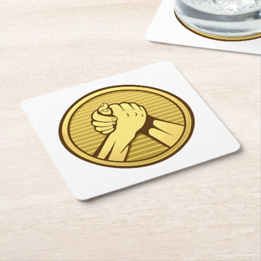 Arm Wrestling Gold Rechteckiger Pappuntersetzer (angewinkelt)