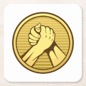 Arm Wrestling Gold Rechteckiger Pappuntersetzer (Vorderseite)