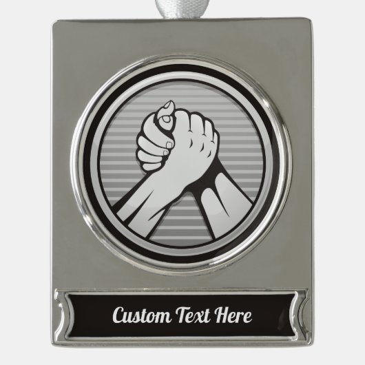 Arm Wrestling Silver Banner-Ornament Silber (Vorderseite)