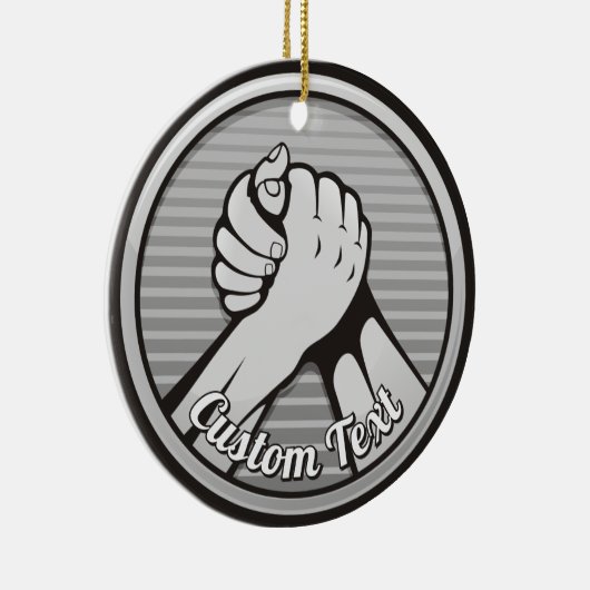 Arm Wrestling Silver Keramik Ornament (Rechts)