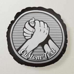 Arm Wrestling Silver Rundes Kissen