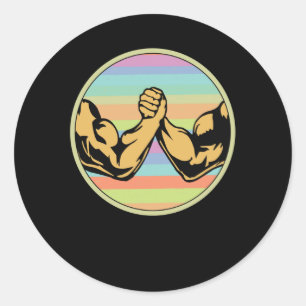 Arm Wrestling Vintage Runder Aufkleber