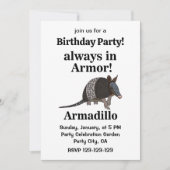 Armadillo Animal Funny Birthday Party Einladung (Vorderseite)