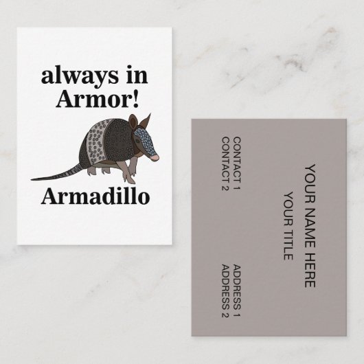 Armadillo Animal Funny  Visitenkarte (Vorne/Hinten)