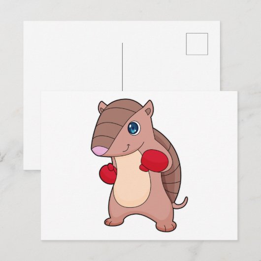 Armadillo Boxing Boxer Boxhandschuhe Postkarte (Vorne/Hinten)
