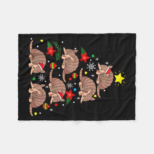 Armadillo Christmas Ornament Tree Funny Zookeeper  Fleecedecke (Vorderseite (Horizontal))