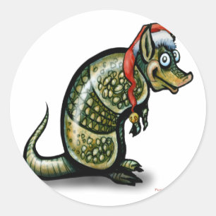 Armadillo Christmas Runder Aufkleber